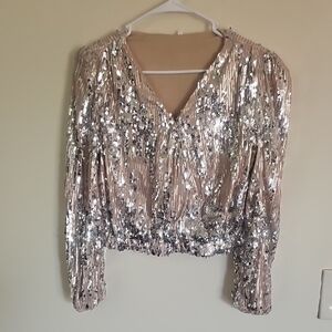 Sequin V-Neck Women's Top